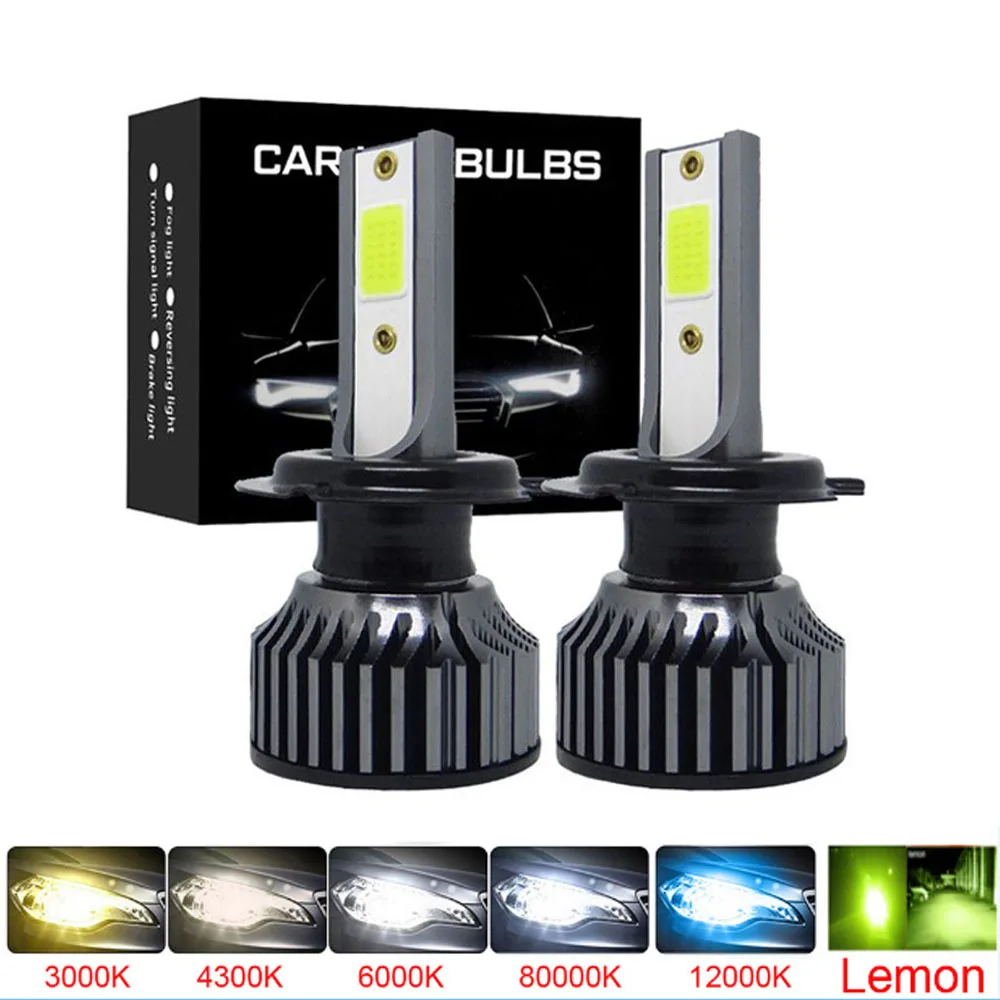

2Pcs 16000LM Car Headlight H4 H7 H1 H8 H9 H11 12000K 6000K 6500K Lemon Yellow Auto fog Light H3 9005 HB3 9006 12V LED Bulb F2