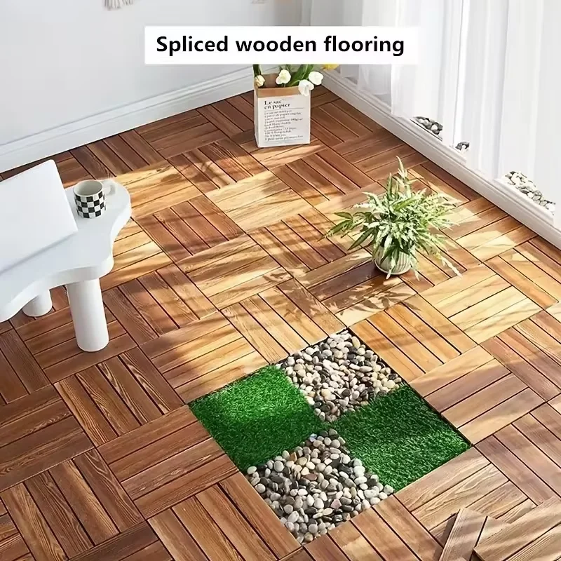 Solid Wood Flooring Balcony Bathroom Courtyard DIY Garden Terrace Outdoor Splicing Flooring Waterproof And Anti Slip Floor Mat solid wood flooring