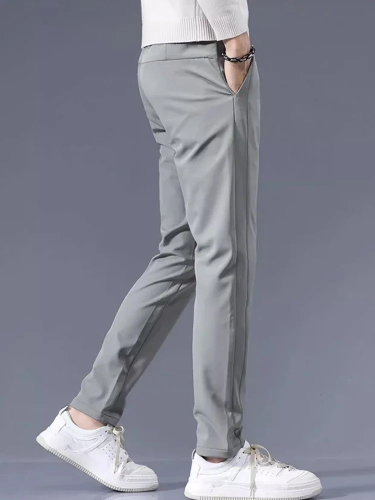 Men Casual Pants Straight Leg Loose Suit Trousers Professional Business Formal