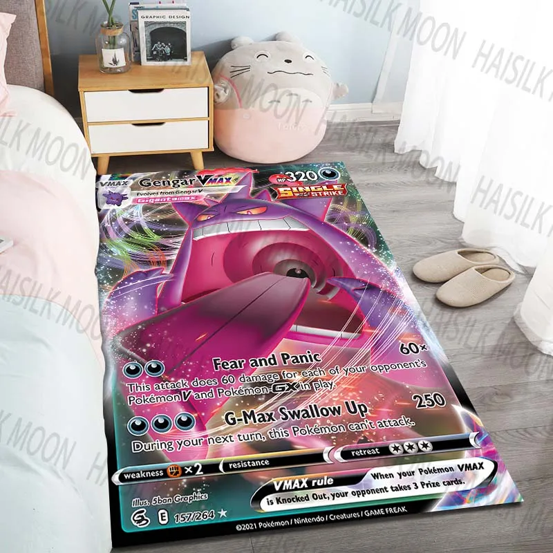 15 Sizes Gengar Pok&eacute;mon Cards Pattern Carpets for Living Room Bedroom Sofa Floor Mat Anti-slip Rugs Kid's Room Play Mat Gifts