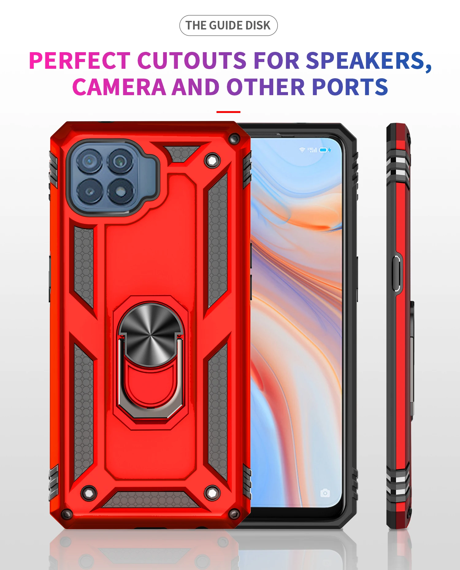 For OPPO Reno 4 Lite 4F Case Shockproof Armor Magnetic Metal Ring Cover For OPPO F11 F17 Pro A93 A3S A5S A5 A7 Bumper Cases Capa a cases for oppo phones