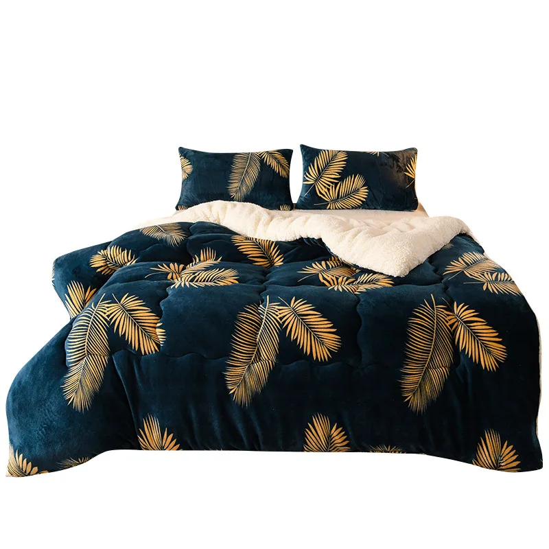 Thick Quilt Flannel Fleece Comforter for Cold Nights Set Bed Duvets Quilts Winter Bedding bed comforter
