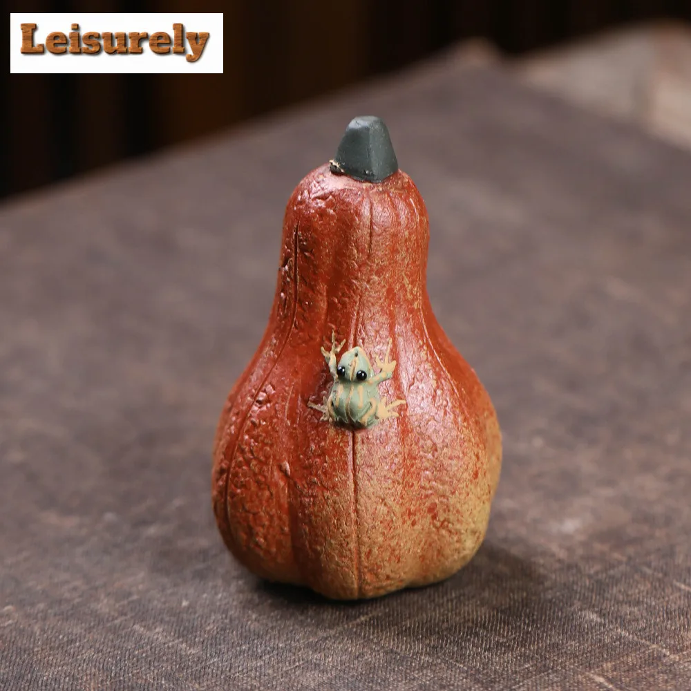 Yixing Purple Clay Water-spraying Frog Pumpkin Tea Pet Zen Flowerpot Landscaping Tea Figurine Play Toys Tea Statue Ornaments
