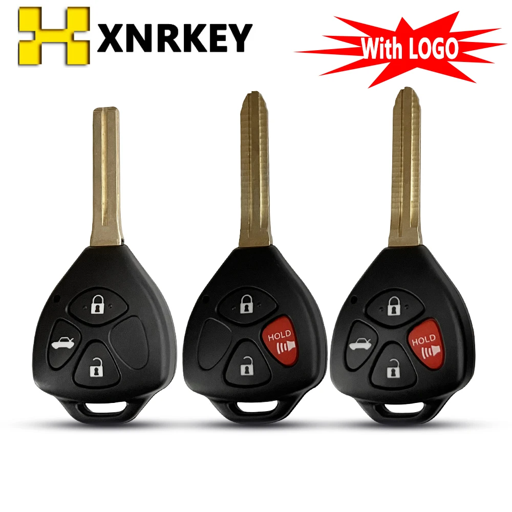 XNRKEY 3/4 Button Remote Car Key Shell for Toyota Corolla Camry Reiz RAV4 Crown Avalon Venza Matrix Blank Key Case with logo