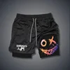 Men's Smiling Face Printed Fitness Shorts, Double-Layer 2-in-1 Quick Drying Fitness Outdoor Leisure Training Sports Shorts 1
