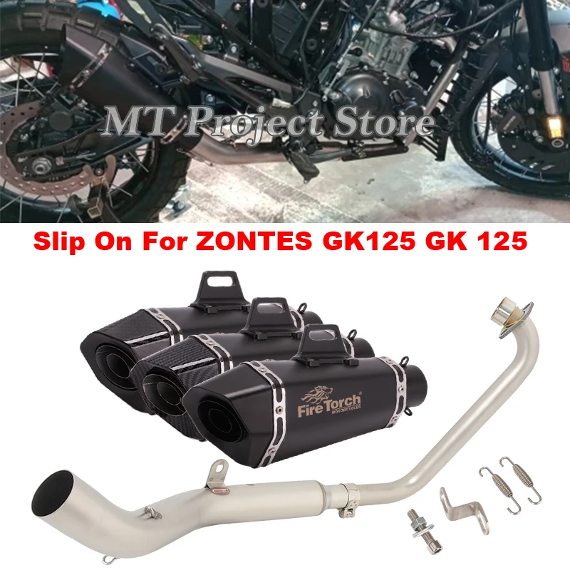 

Slip On For ZONTES GK125 GK 125 2021 2022 Motorcycle Exhaust Escape System Modified Front Link Pipe 51MM Moto Muffler DB Killer