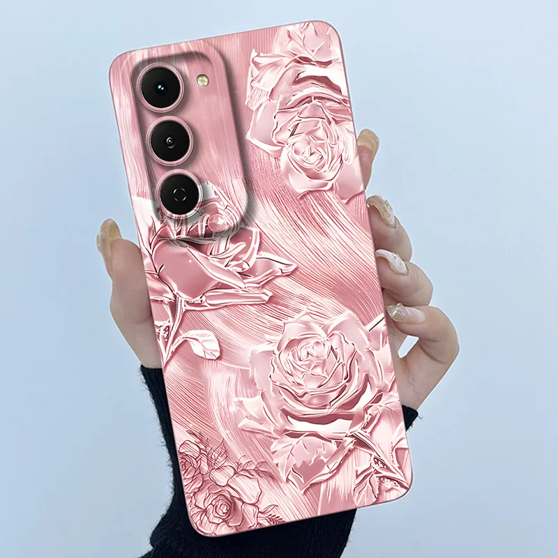 Fashion Simplicity Panda Flower Liquid Silicone Shockproof Soft Phone Case with Lens Protection