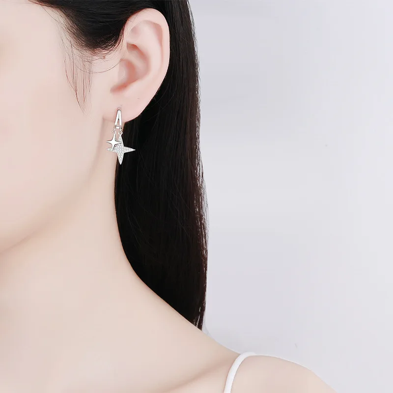Exquisite PT950 Platinum Women's 0.4 Carat Star-Full Moissanite Stud Earrings, Elegant, Sparkling, and Perfect for Everyday Wear