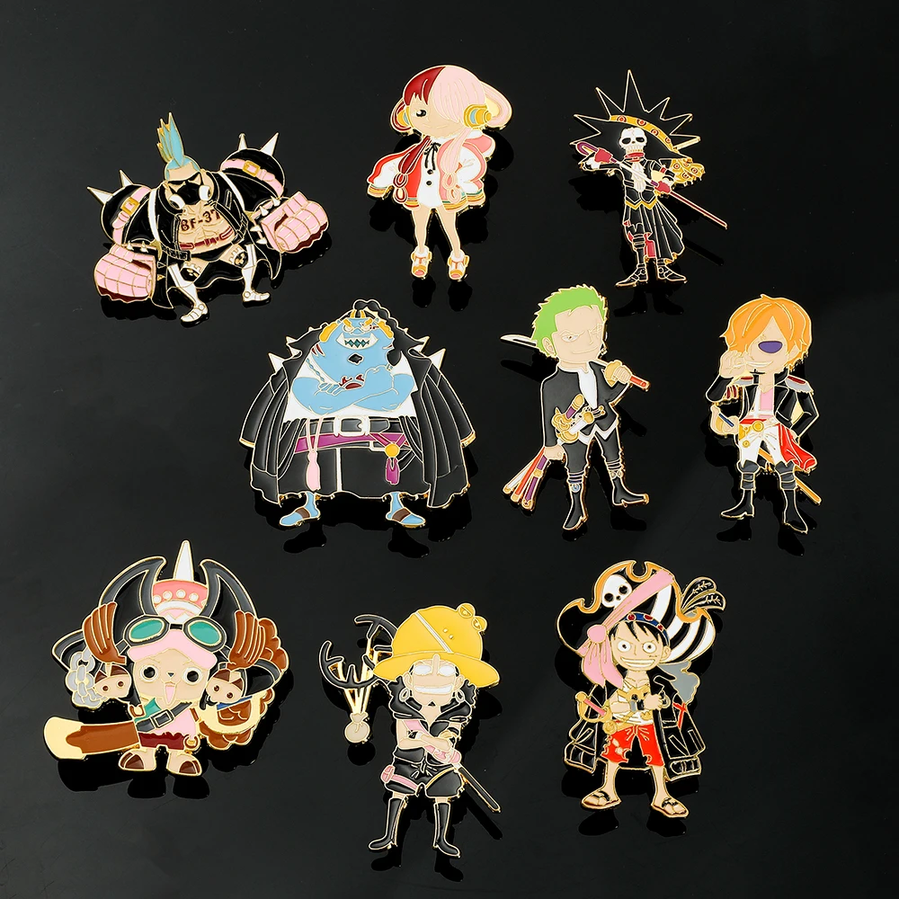 

Anime One Piece Figure Brooch Monkey D. Luffy Roronoa Zoro Sanji Enamel Lapel Pins Hat Scarf Jacket Badge Jewelry Accessories
