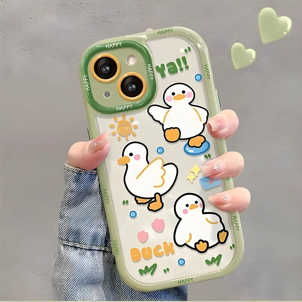 Charming Duck and Cat Flower Design Phone Case