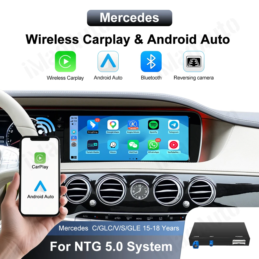 Apple CarPlay و Android Auto لمرسيدس S W222 2014-2...