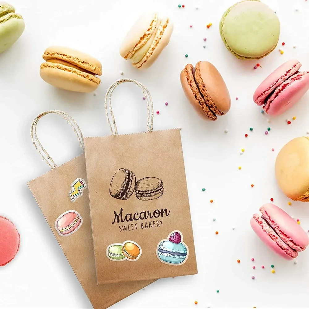 5.9x3.1x8.2 인치 종이 봉투 크래프트 가방, 생일 파티 식료품 소매 쇼핑 사업을 위한 손잡이가 있는 단색 선물 가방