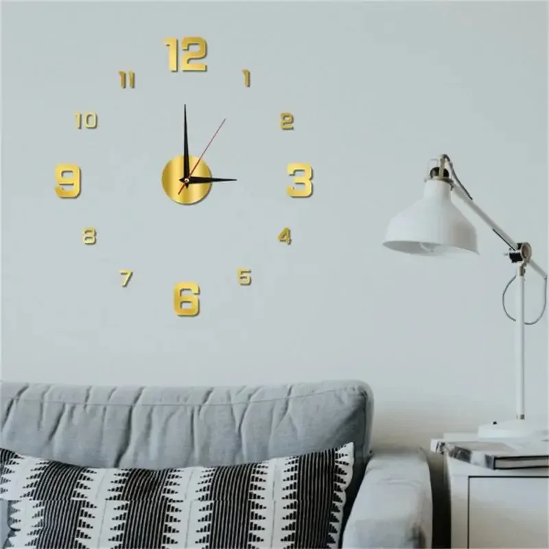 2024 Wall Clock Modern Design Large 3D DIY Quartz Fashion Watch Acrylic Mirror Sticker Living Room Home Decorations Decor Clocks