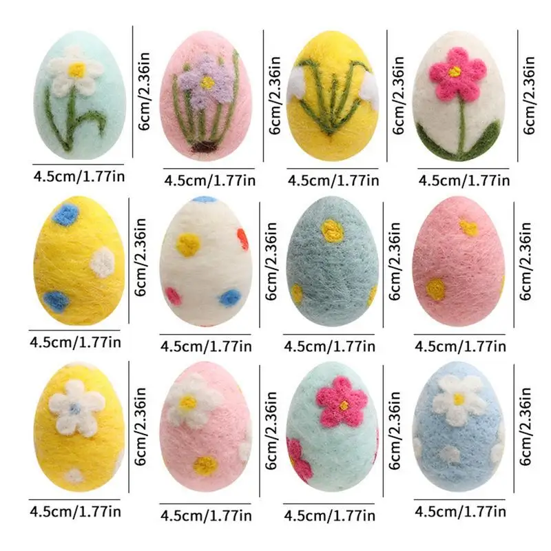 Easter Eggs Decoration Felt Felted Eggs 12 Pieces Ornaments Spring Crafts Exquisite Home Tree Garland Crafts Easter Decoration
