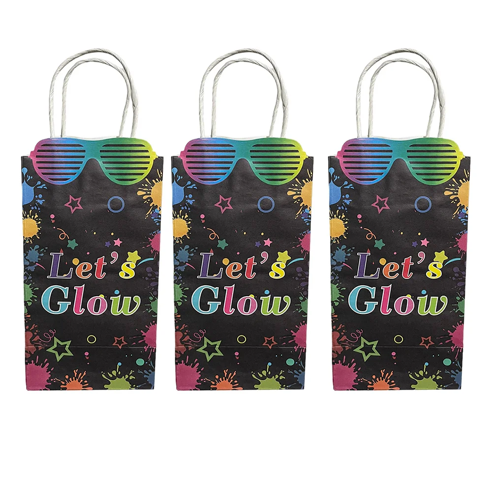 

Neon Party Favor Bags Glow in The Dark Supplies Lets Glow Gift Bag Paper Luminous Birthday Decorations