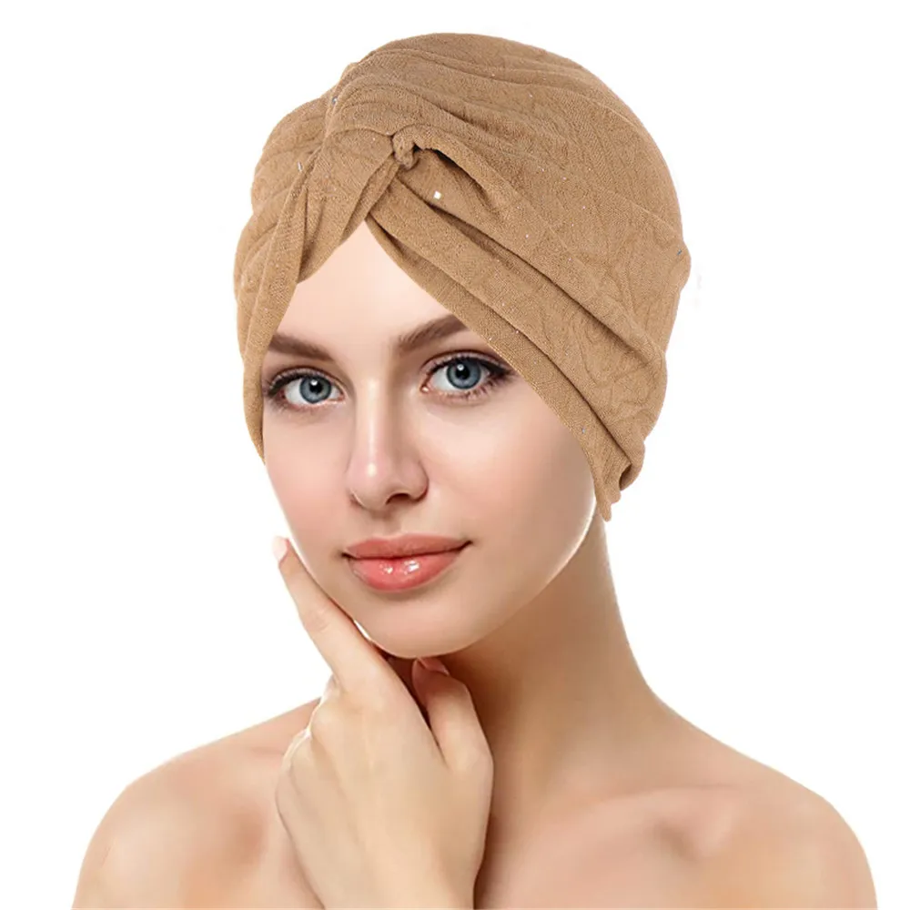 

2024 New Fashion Bandanas Women Turban Muslim Hat Twist Hijab Bonnet Cap Adult Chemo Hat Knot Twist Turban Headbands Muslim Cap