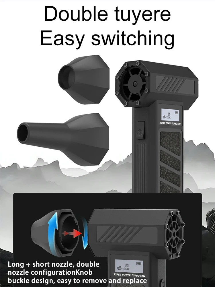 Turbo Fan 160000RPM Turbo jet Fan Powerful Blower Multifunctional Electric Blower Fan 60 m/s Wind Speed ​​30W Fast Charging Camp 4