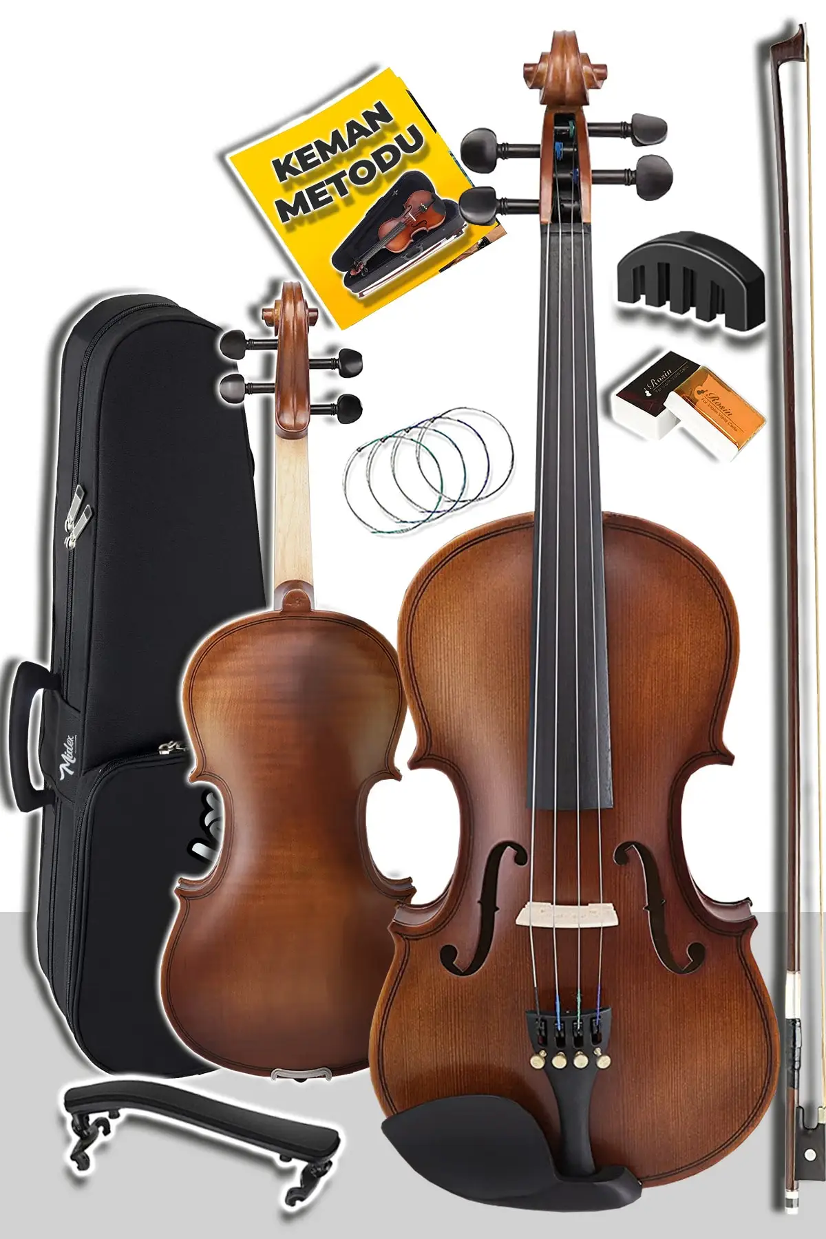 

Professional Wood Violin 4/4 Full Size Cushion Spare Wire Bag Bow Resin Method Music Instrument Accessories Set