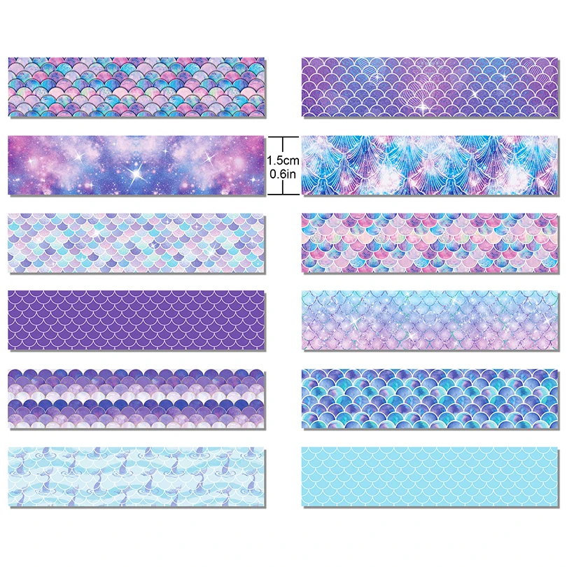 12Pcs Fish Scales Washi Tape Diary Decoration Scrapbooking Decorative Tape Stationery Colorful School Supplies Masking Tape 3