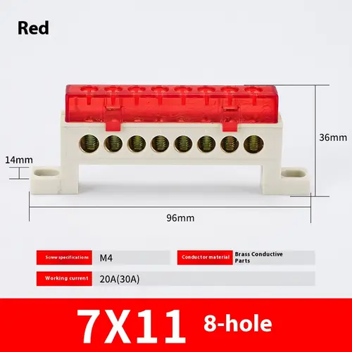 Zero wire terminal 3/4/5/6/7/10-Hole Distribution Box Terminal Block dustproof Ground Copper Bar Bridge type Busbar With cover - Image 24