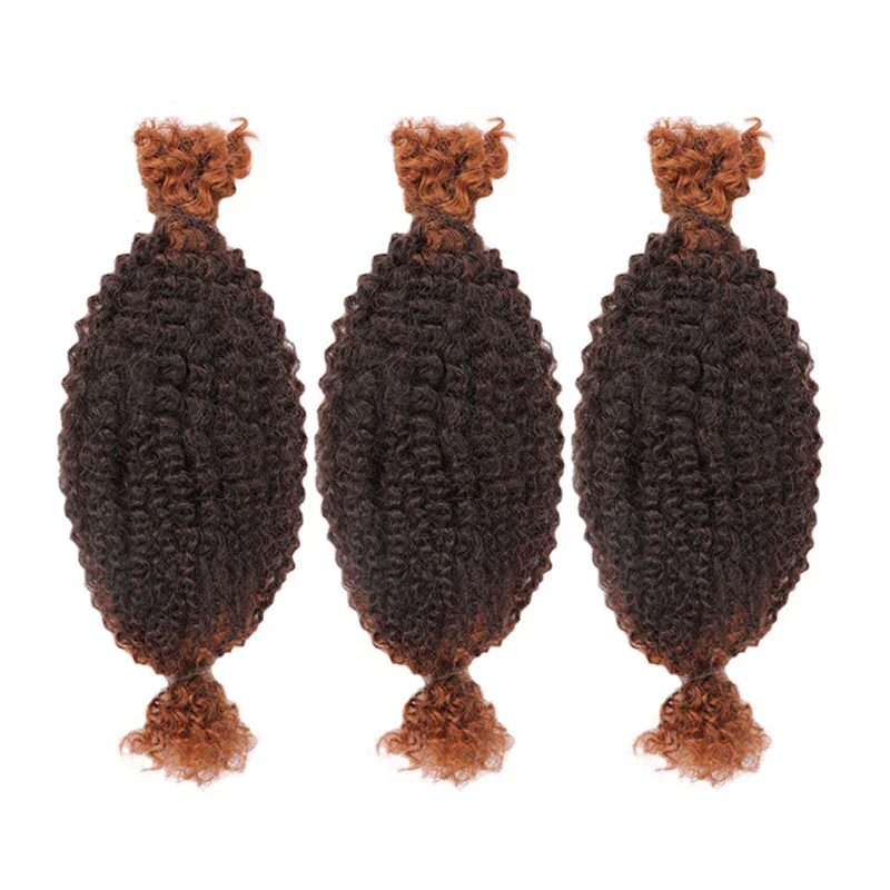 QVR Spring Twist Crochet Human Hair Ombre T1B/30 Afro Kinky Curly Braiding Hair Extension 1Pcs/50g Peruvian Remy Human Bulk Hair 3