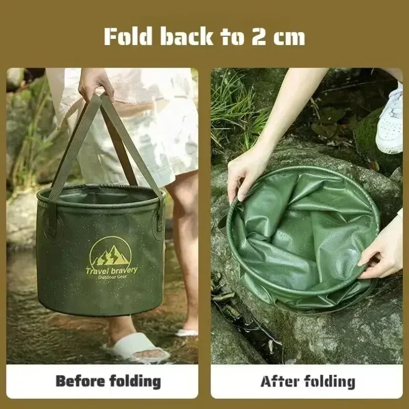 5/10/20L Folding Portable Bucket Cover Car Wash Fishing Bathroom Tool Silicone Bucket Outdoor Camping Household Supplies
