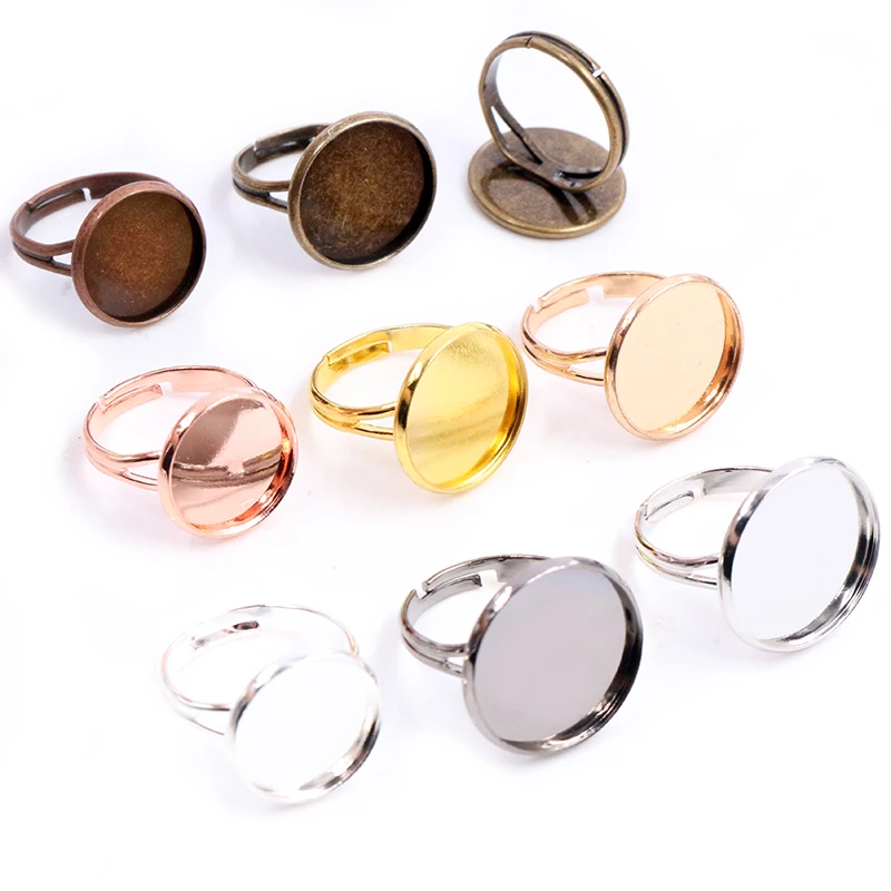 10pcs Multi-Color Plated Brass Adjustable Ring Settings with 8 Color Options