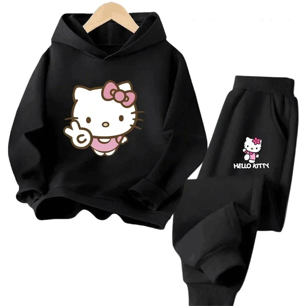 thumbnail image 1 of Traje deportivo de ocio para niñas de 3 a 14 años de Hello Kitty, serie de dibujos animados Kawaii, moda de otoño e invierno, 1 of 5