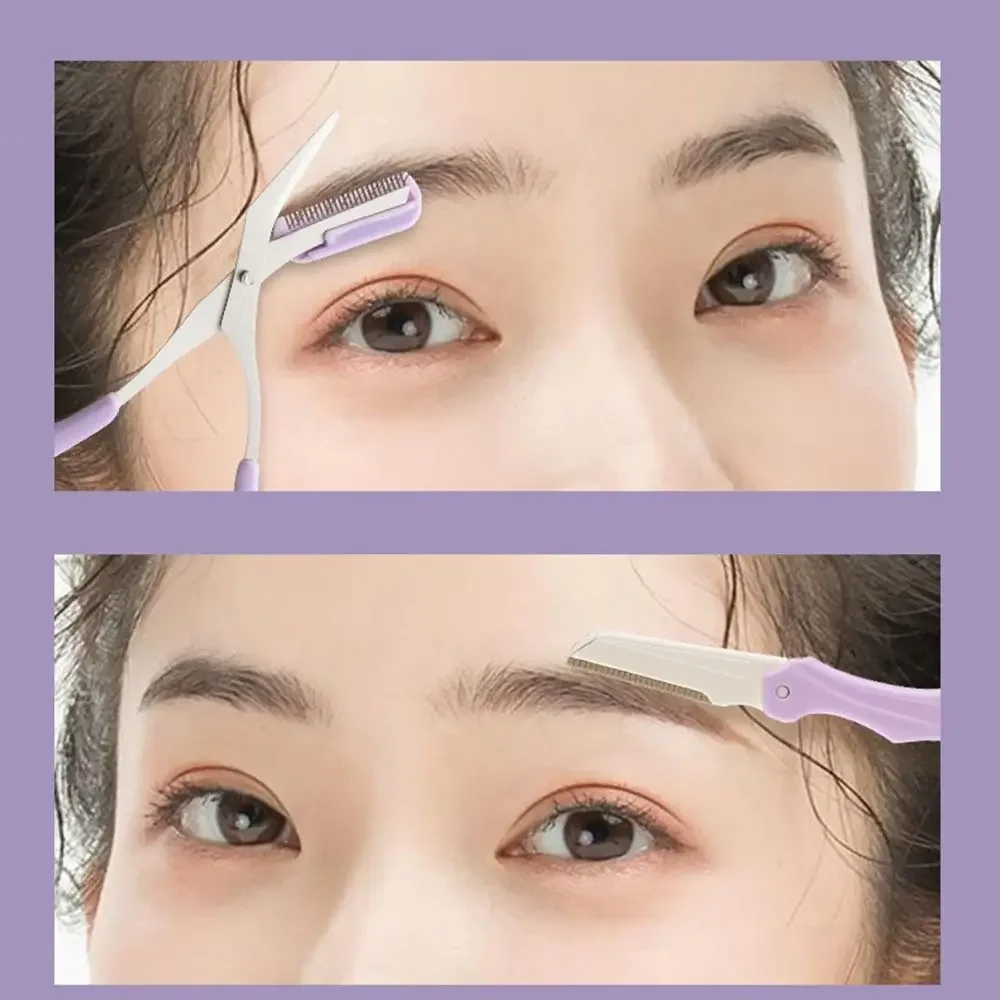 Shaping Beauty Tool Stainless Steel Eyebrow Trimming Suit Portable Safety Eyebrow Comb Smooth Hair Removal Tweezers Men