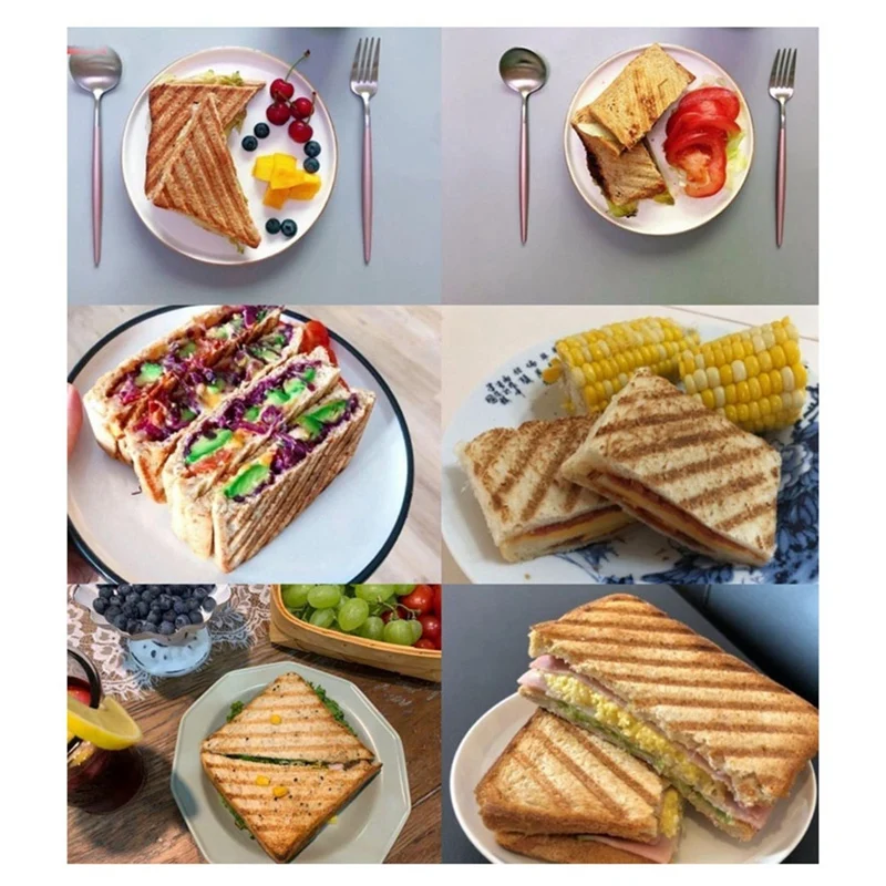 Sandwich Maker KOONAN Grilled Sandwich Maker Double-Sided Bread Toast Breakfast Machine Hotdog Sandwich Pan Non-Stick Aluminum Flip Pan
