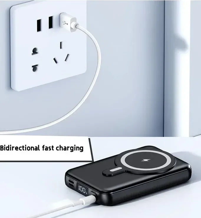 맥세이프 마그네틱 무선 3 선 보조배터리, 50000mAh, 미니 고속 충전 모바일 보조배터리 장착, 베스트셀러 신제품
