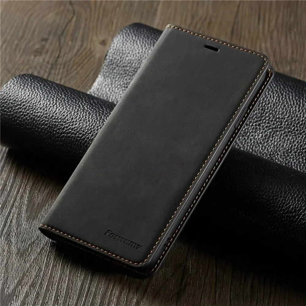 Luxurious Thin Suede Leather Wallet Case with Strong Magnetic Closure