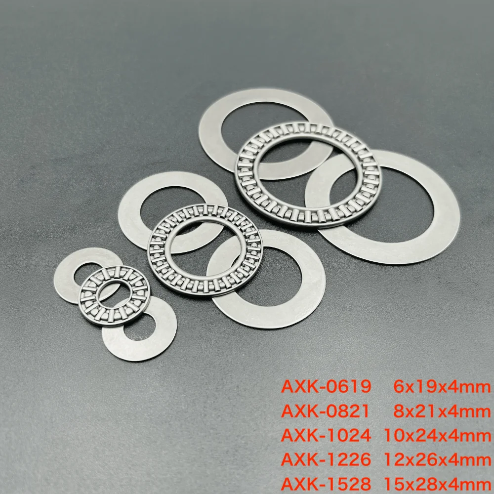 Thrust Needle Roller Bearing With Two Washer 5 Sets AXK0619+2AS AXK0821+2AS AXK1024+2AS AXK1226+2AS AXK1528+2AS 3-in-1