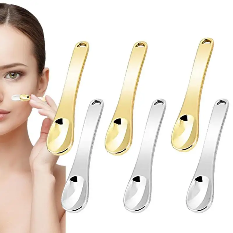 

Metal Cosmetic Spoon 6pcs Mini Facial Massage Spatula Facial Cream Spoon Beauty Scoop For Sampling Face Cream Lotions