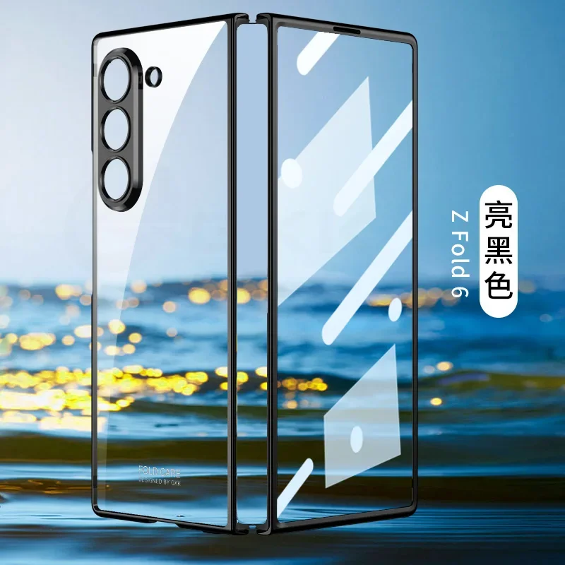 Luxury Electroplated Transparent Shockproof Hard Back Cover with Tempered Glass