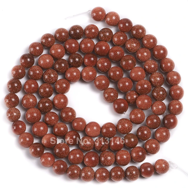GEM-Inside 6mm Round Brown Gold Sandstone Sand Stone Beads for Jewelry  Making Strand 15