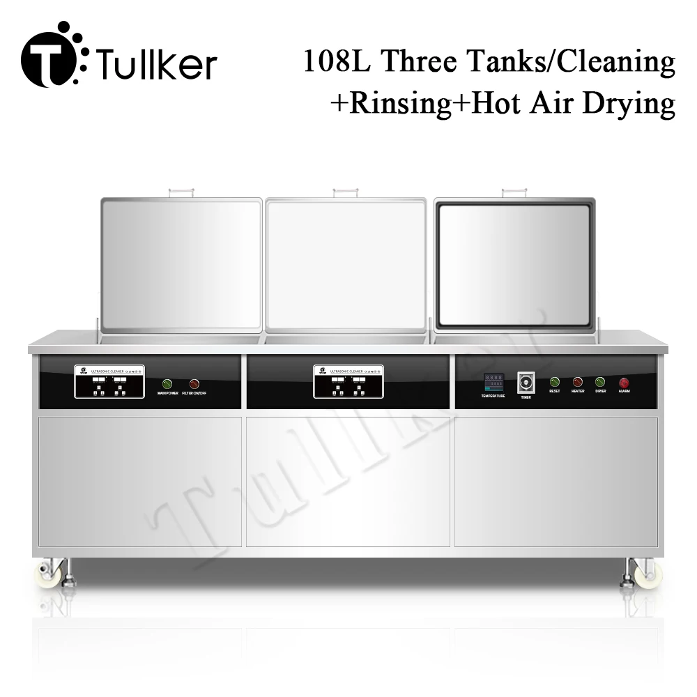 Description Picture 2 of itemTullker 108L Three Groove Ultrasonic Clean MachinePower Adjust Rinse Dry System Mainboard Auto Parts Hardware Ultra Sonic Washer