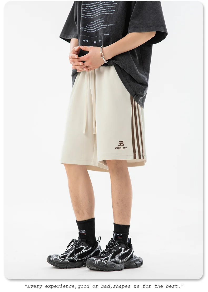 Texture Washed Bermuda Shorts Men's Summer Retro Old Bar Bar Design Sports Loose Casual Five Points Pants
