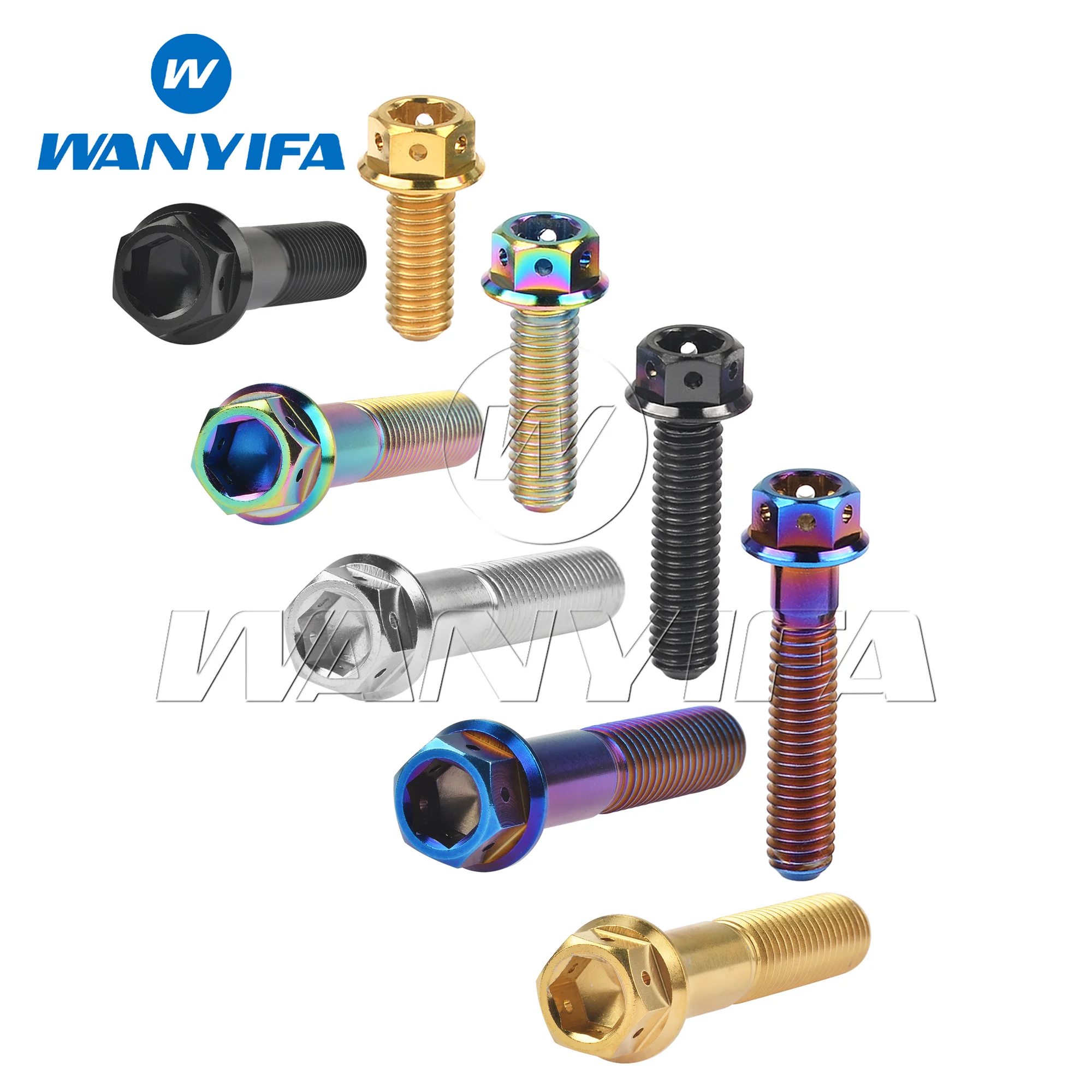 Titanium Bolts Wanyifa M6 M8x10 15 20 25 30 35 40 45 50 55 60 75mm Flange Inner Hexagon Head for Motorcycle Brake Calipers