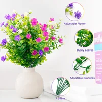 4 Bundles Artificial Plants UV Resistant Faux Bushes Plastic Flowers Home Farmhouse Wedding Outdoor Garden Porch Decor Plant 6