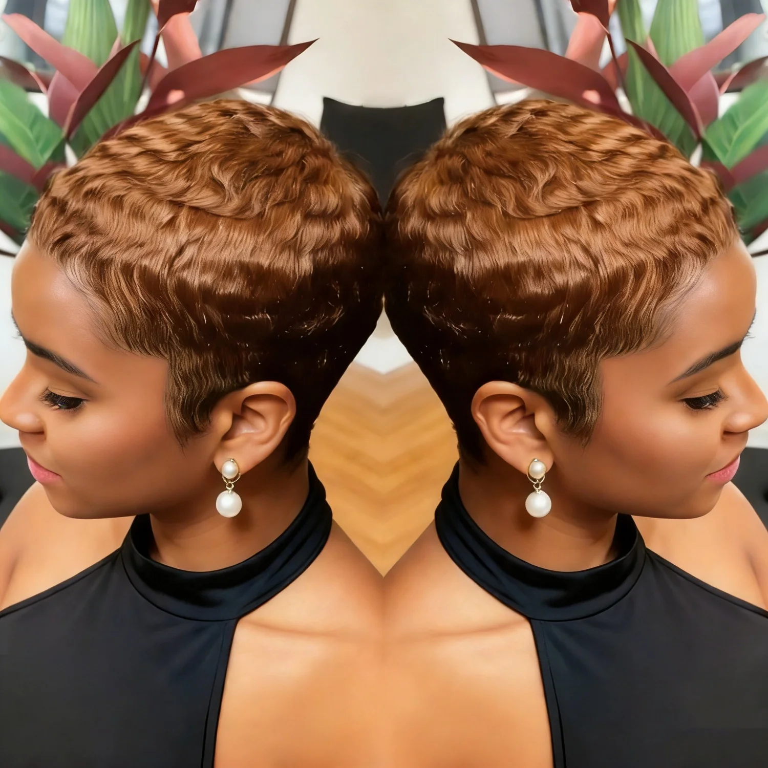 Chic Elegant Pixie Cut 100% Human Hair Full Machine Made Wigs For Women Daily Use