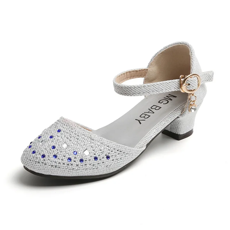 

CUZULLAA Spring Summer Kids Girls Glitter Rhinestone Beach Sandals Shoes Children Girls Closed Toe Sandals Size 26-35