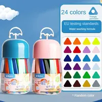 M&G Stationery Non-dirty Hand Double-ended Plastic Crayons 24-color Brush Set Easy to Hold and Not Easy to Break DIY Color Pens 1