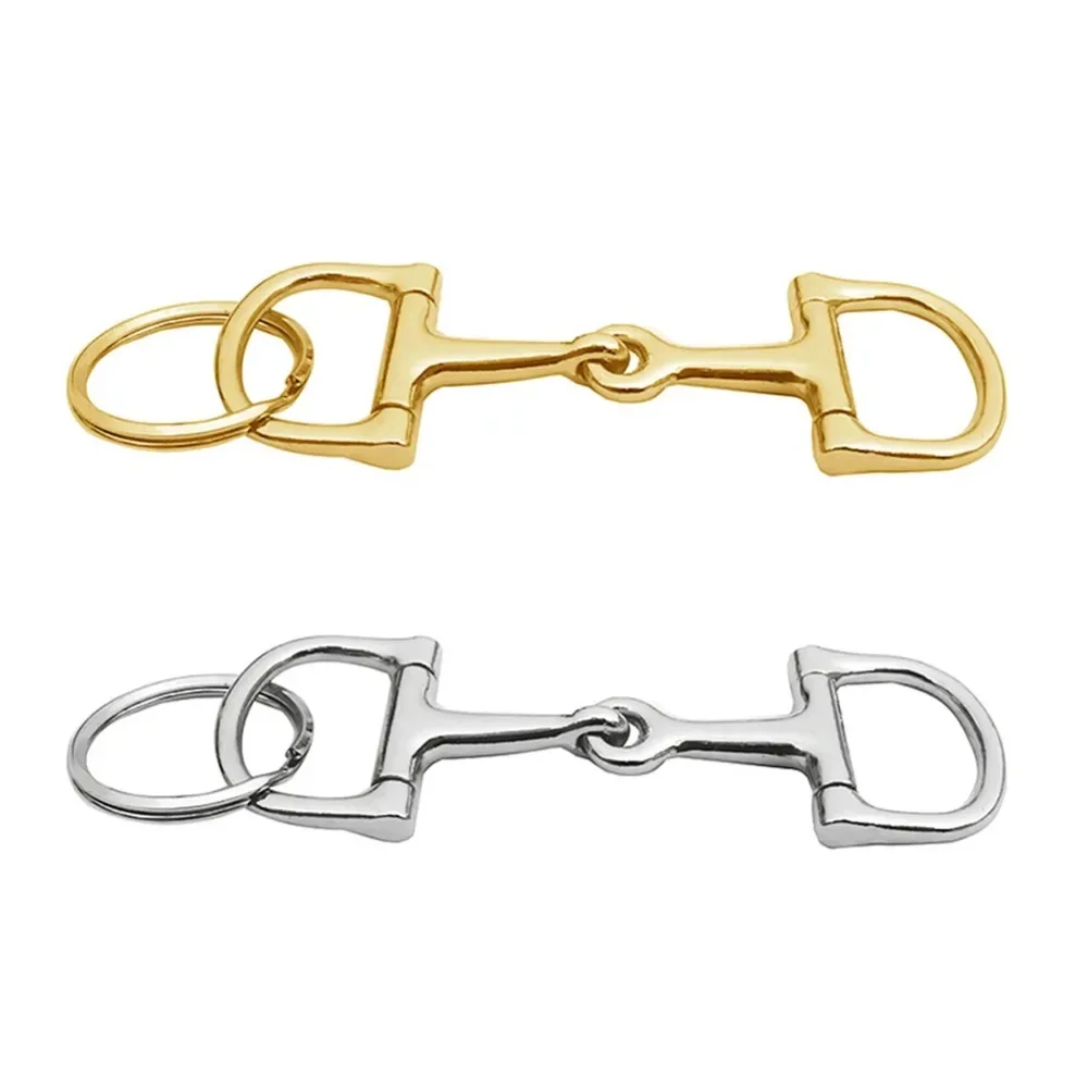 D-Shaped Snaffle Keychain Durable Silver D Zine-Alloy Horse Snaffle Bits Key Chain Decoration Gift for Men Women 1PC