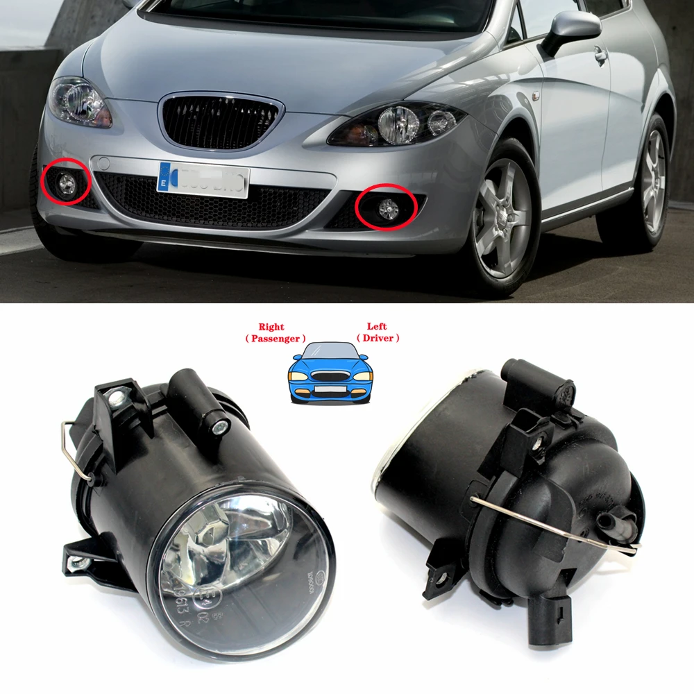Para Seat Leon Mk2 antes del rediseño, faro antiniebla delantero con bombillas, accesorios para coche