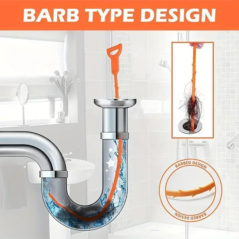 Household Drain Cleaner Tool For Hair Clog Removal Wash Basin Pipe Unclogging Cleaning Kit
