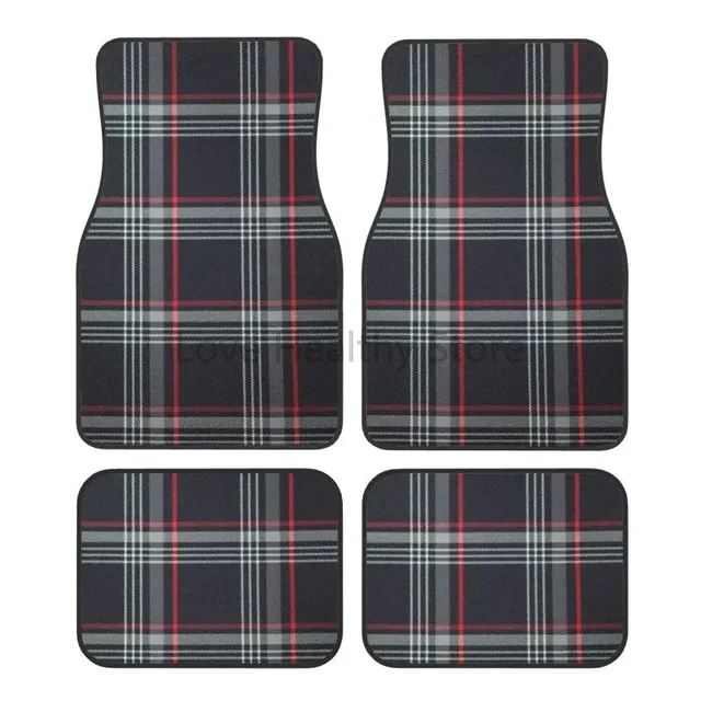 Custom GTI Tartan Car Floor Mats Non-Slip Carpets Rugs Front & Rear Car Foot Mats Set of 4 Pieces Auto Accessories Decor 1