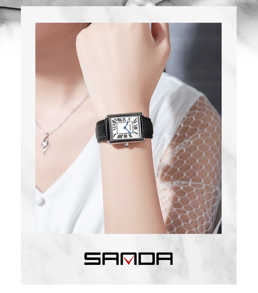 Sanda 1108 New Roman Scale Couple Quartz Watch Belt Fashionable Trend Waterproof Simple Creative Quartz Men's and Women's Watch 3