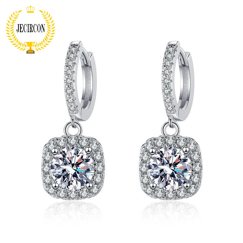 

JECIRCON 0.5/1/2ct D Color Moissanite Drop Earrings for Women 925 Sterling Silver Imitation Diamond Wedding Party Fine Jewelry