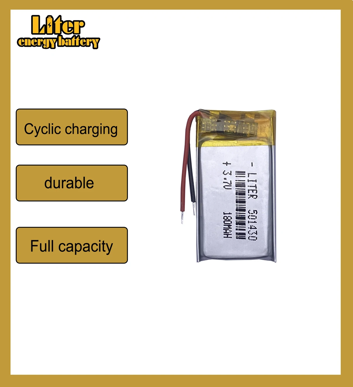 3.7V 180mAh 501430 Lithium Polymer Li-Po li ion Rechargeable Battery cells for Mp3 MP4 MP5 GPS PSP mobile bluetooth lithium ion battery